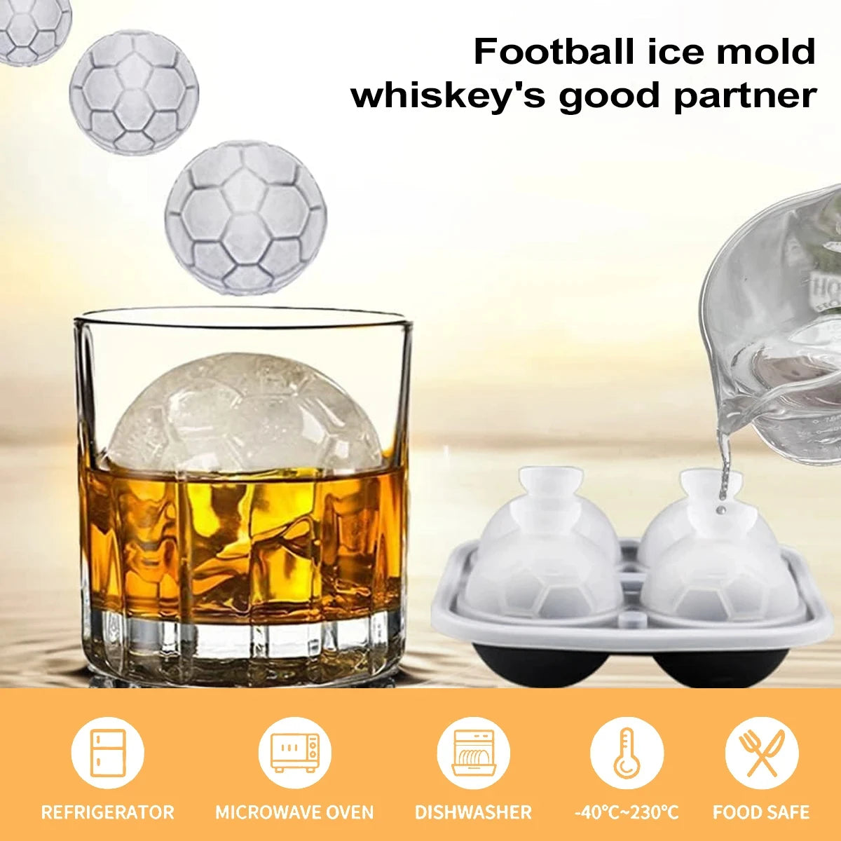 Sports 3D Novelty Ice Moulds (Basketball, Football, Soccer)