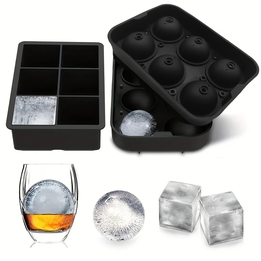 6-Grid Ice Silicone Cube & Sphere Moulds