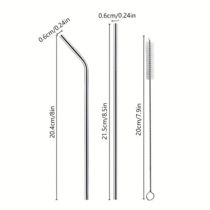 Reusable Metal Drinking Straight & Bent Straws