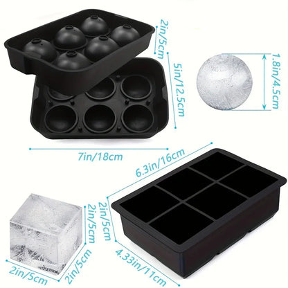 6-Grid Ice Silicone Cube & Sphere Moulds