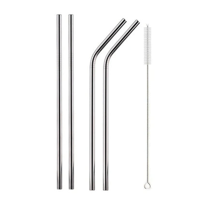 Reusable Metal Drinking Straight & Bent Straws