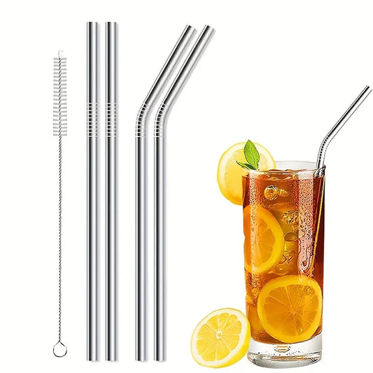 Reusable Metal Drinking Straight & Bent Straws