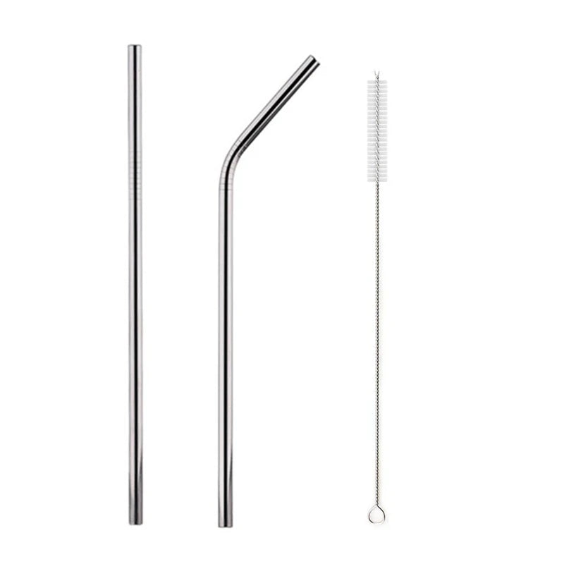 Reusable Metal Drinking Straight & Bent Straws