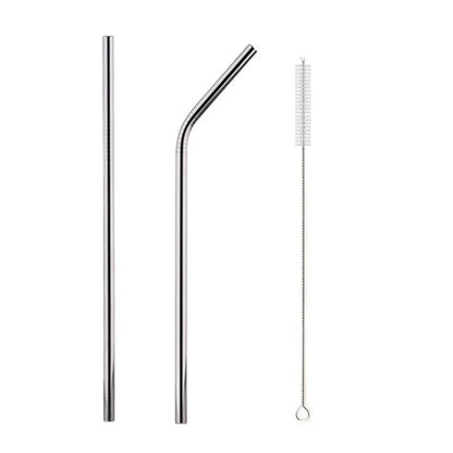 Reusable Metal Drinking Straight & Bent Straws